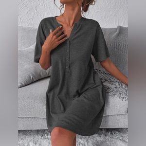 Half Button Drop Shoulder Night Dress